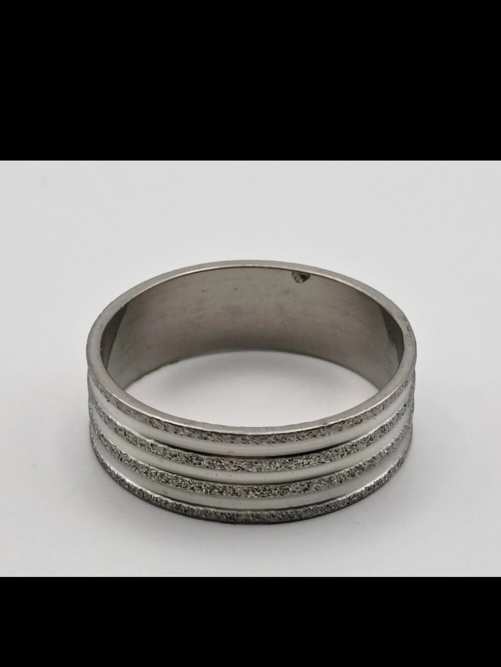 Stainless Steel Textured Silver Band Ring Size 10